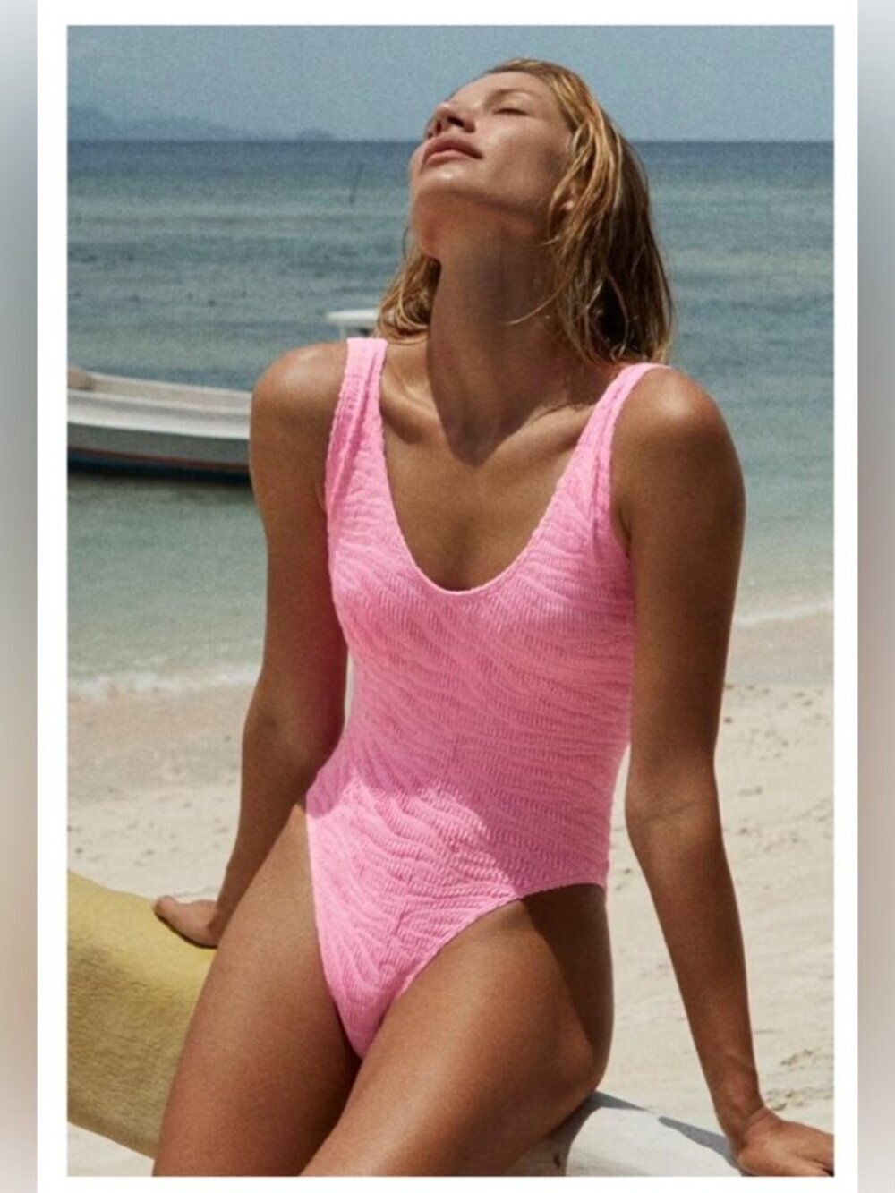 New Bond-Eye Mara Crinkle Textured Pink Tiger One Piece Swimsuit One Size NWT